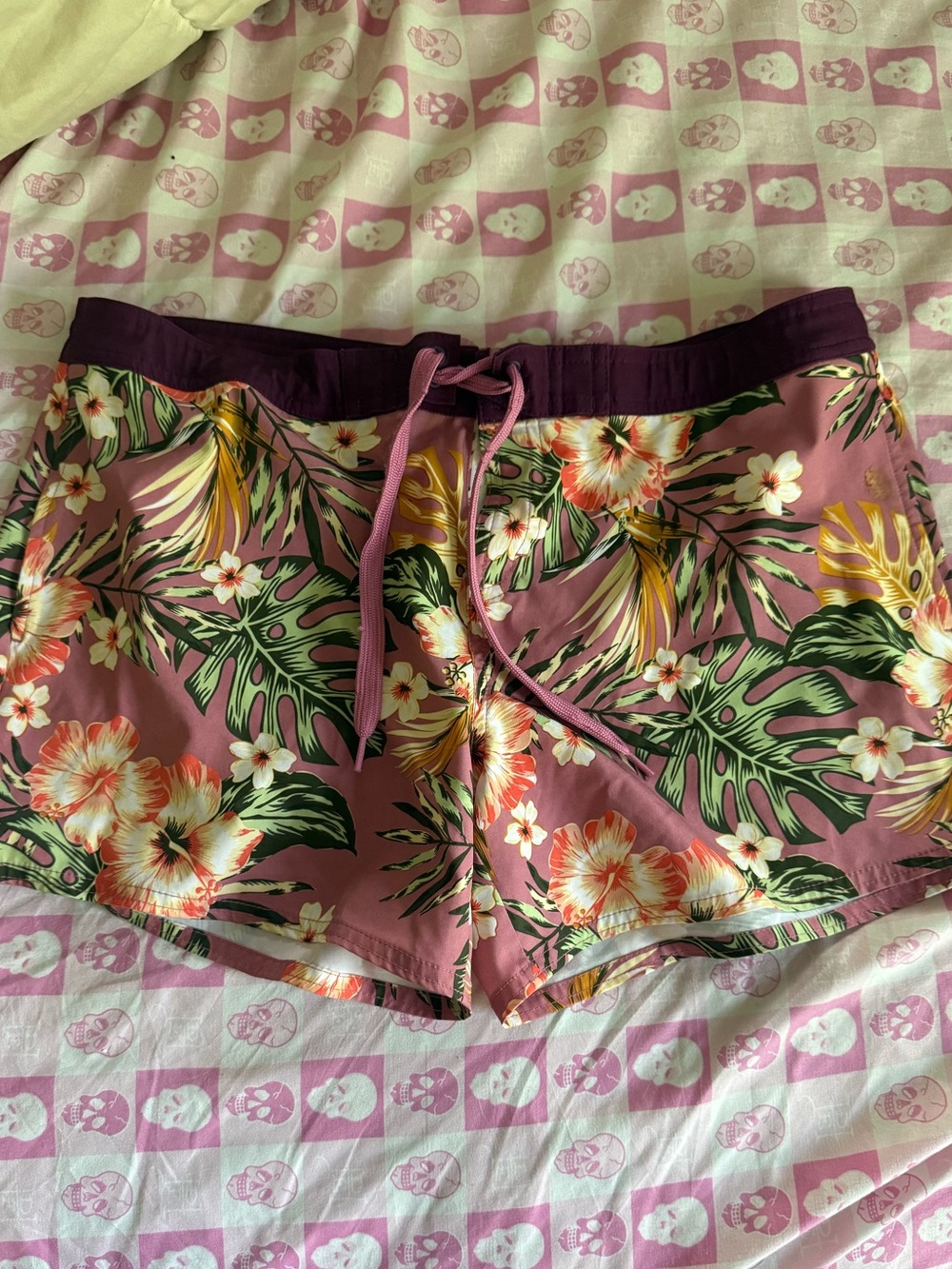 Women's Pink Tropical Floral Swim Shorts